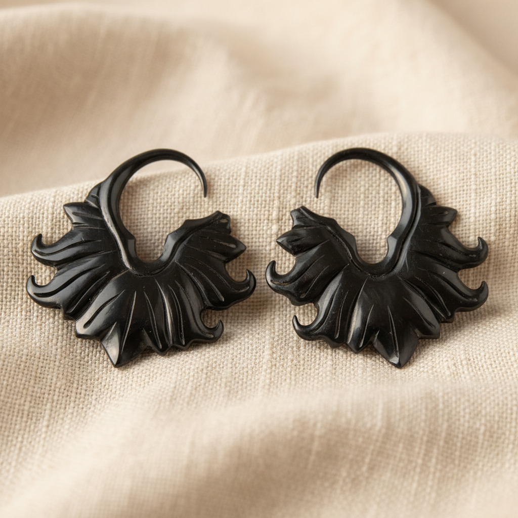 Hand Carved Horn Tribal Flare Ear Gauges - 3mm / 8g