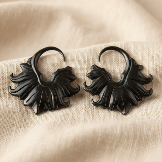 Hand Carved Horn Tribal Flare Ear Gauges - 3mm / 8g