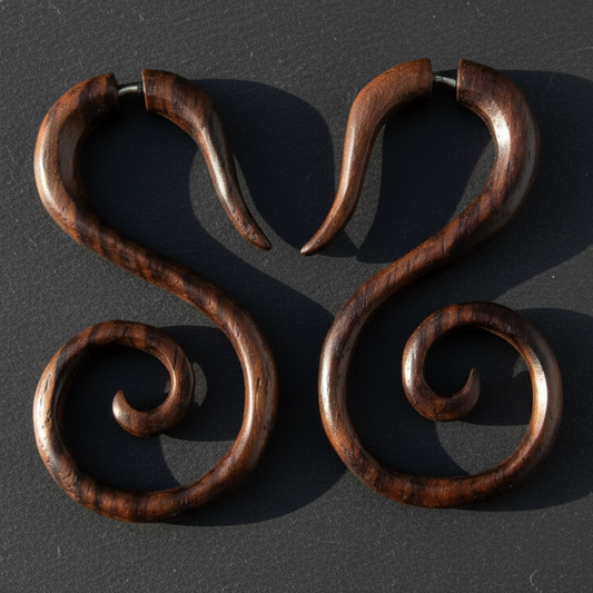 Spiral Swirl Fake Gauge Earrings - Non-Piercing Cheater Plugs