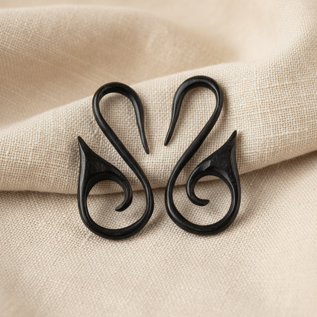 Hand Carved Horn Swan Spiral Ear Gauges - 2mm / 12g