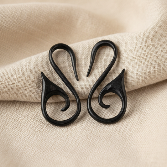 Hand Carved Horn Swan Spiral Ear Gauges - 2mm / 12g