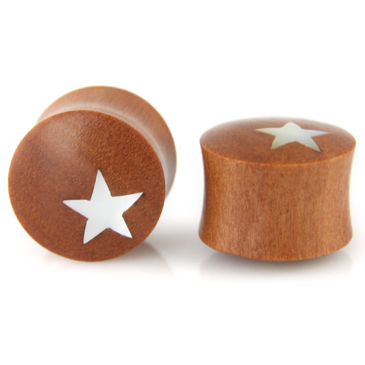 Hand Carved MOP & Wood Star Ear Plugs – Evolatree Jewelry