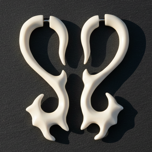 Serrated Swirl Fake Gauge Earrings - Non-Piercing Cheater Plugs