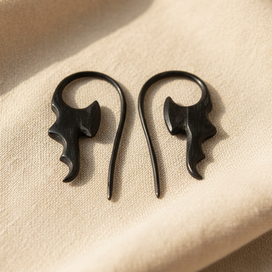 Hand Carved Horn Dragon Wings Ear Gauges - 1.5mm / 14g