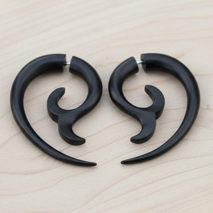 Spiral Flare Fake Gauge Earrings - Non-Piercing Cheater Plugs