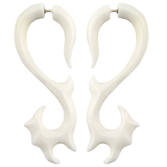 Serrated Swirl Fake Gauge Earrings - Non-Piercing Cheater Plugs