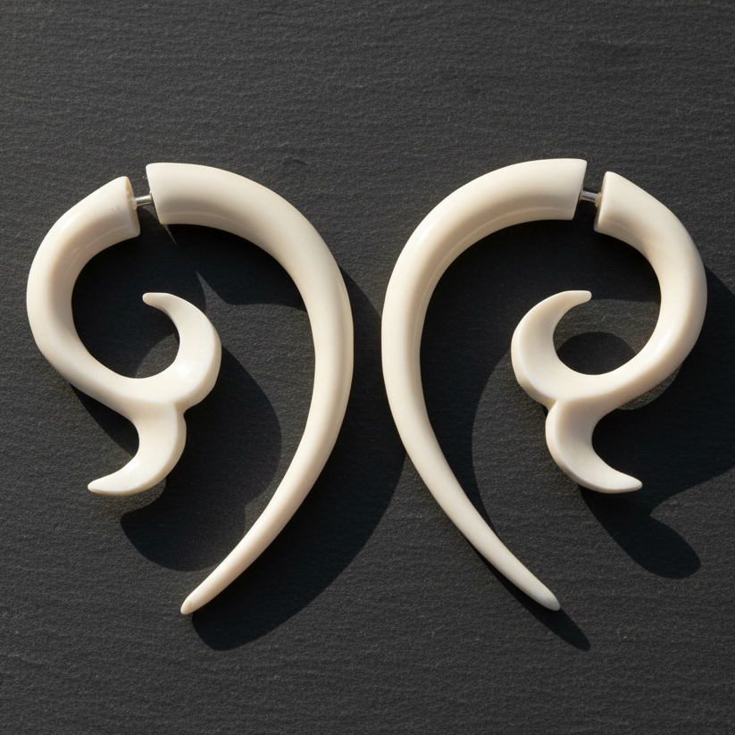Spiral Flare Fake Gauge Earrings - Non-Piercing Cheater Plugs