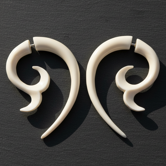 Spiral Flare Fake Gauge Earrings - Non-Piercing Cheater Plugs