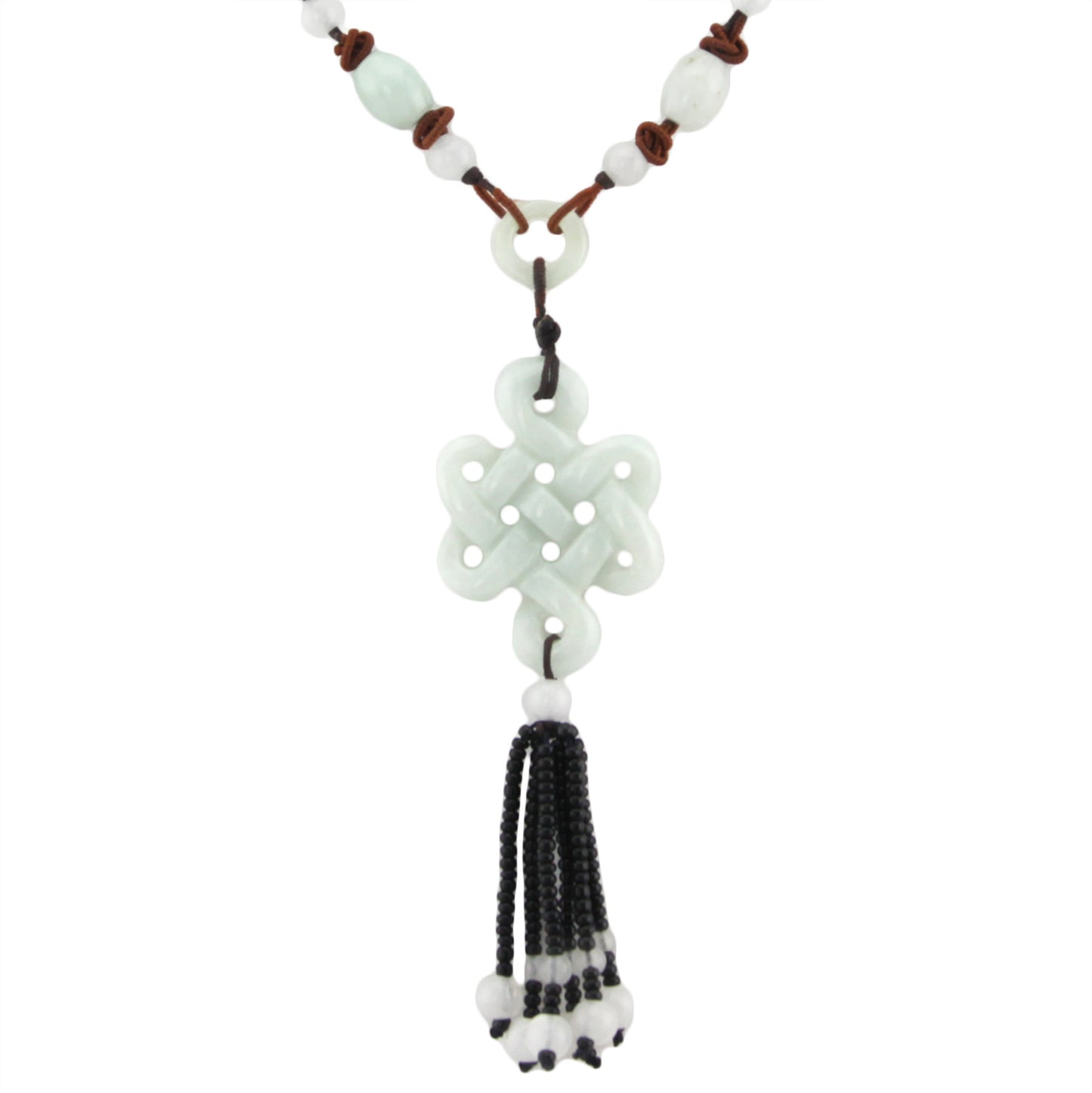 Infinity Knot Stone Pendant - Beaded Dark Brown Woven Necklace – Evolatree Jewelry