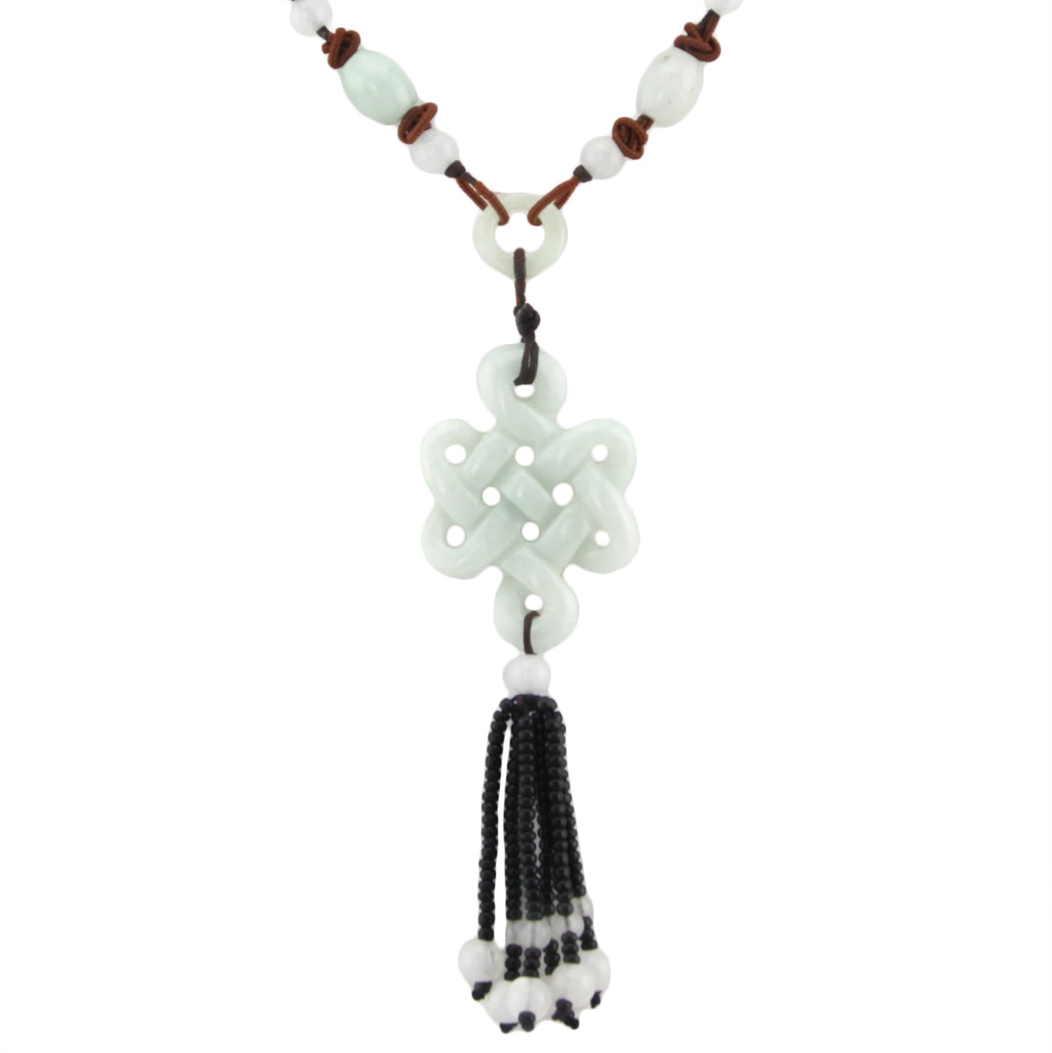 Infinity Knot Stone Pendant - Beaded Dark Brown Woven Necklace – Evolatree Jewelry