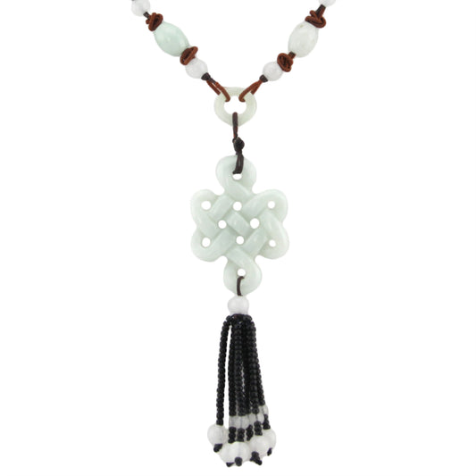 Infinity Knot Stone Pendant - Beaded Dark Brown Woven Necklace – Evolatree Jewelry