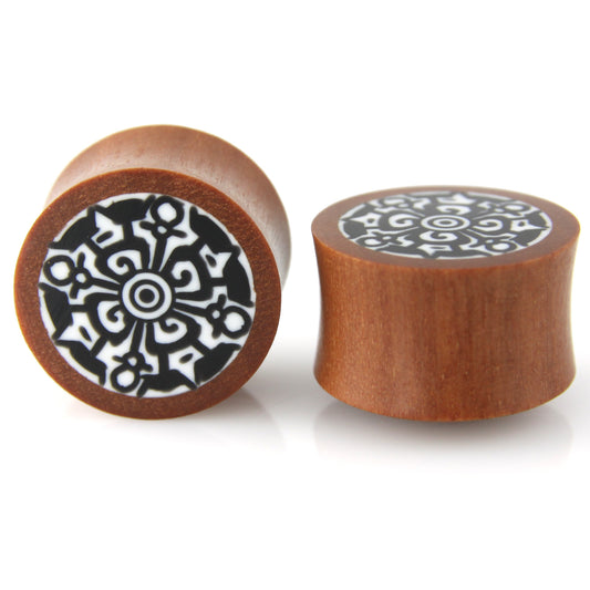 Hand Carved Resin & Wood Mandala Ear Plugs – Evolatree Jewelry