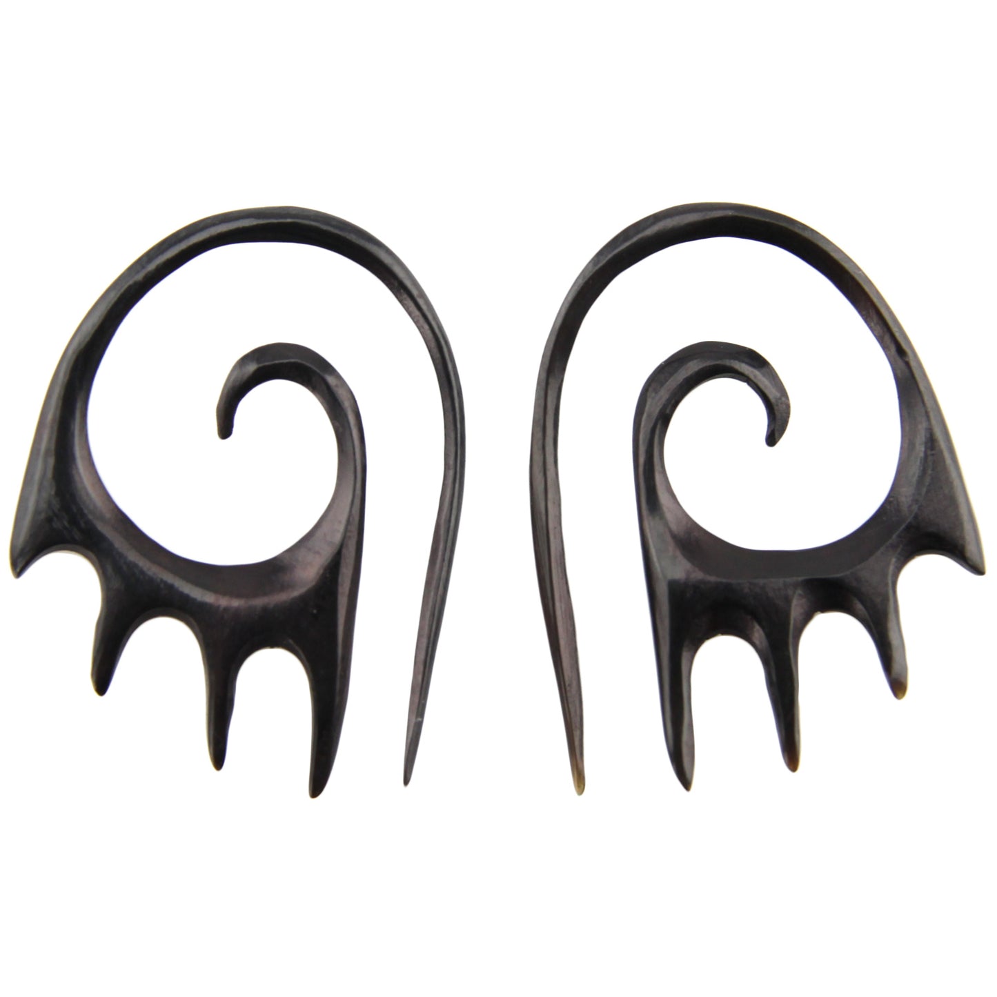 Hand Carved Horn Spiral Flame Ear Gauges - 1.5mm / 14g – Evolatree Jewelry