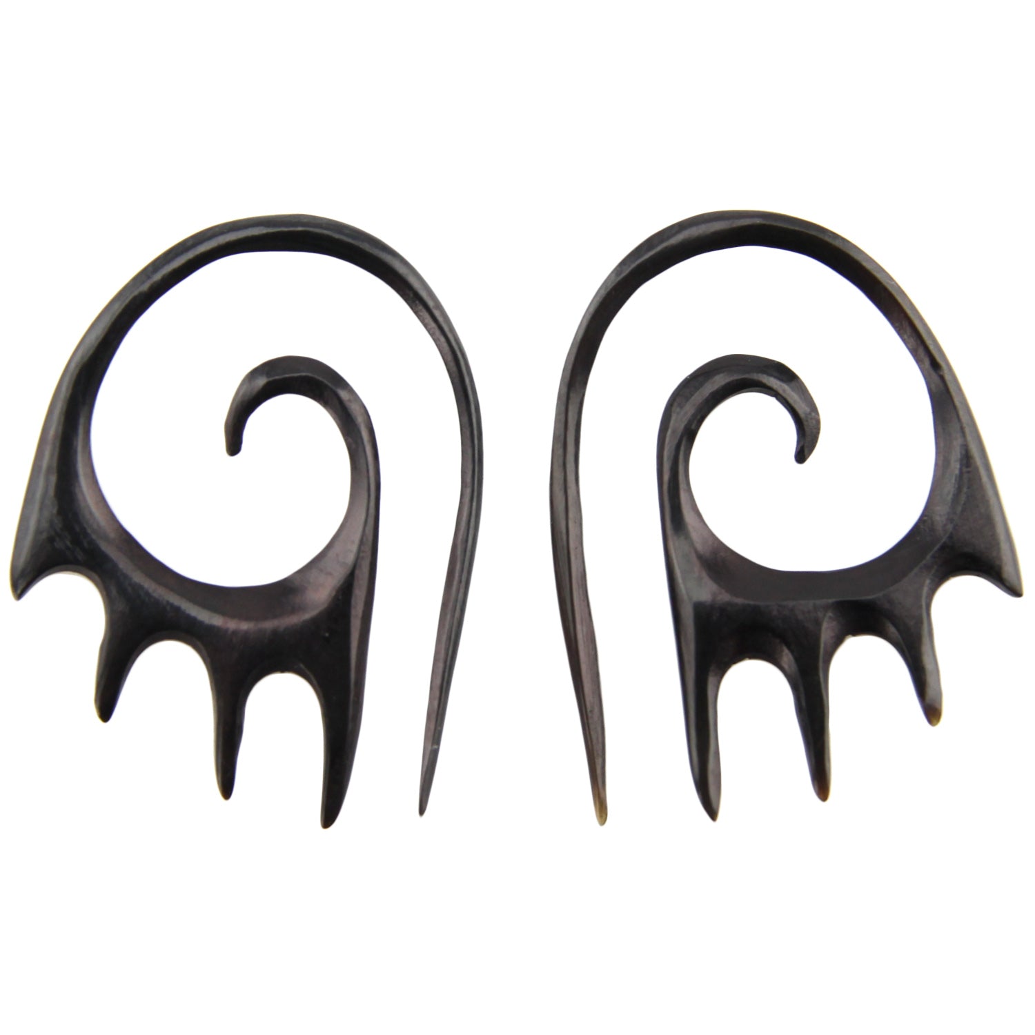 Hand Carved Horn Spiral Flame Ear Gauges - 1.5mm / 14g – Evolatree Jewelry