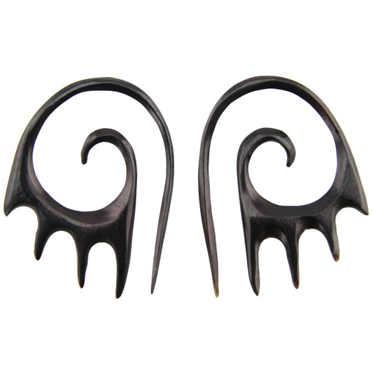 Hand Carved Horn Spiral Flame Ear Gauges - 1.5mm / 14g – Evolatree Jewelry