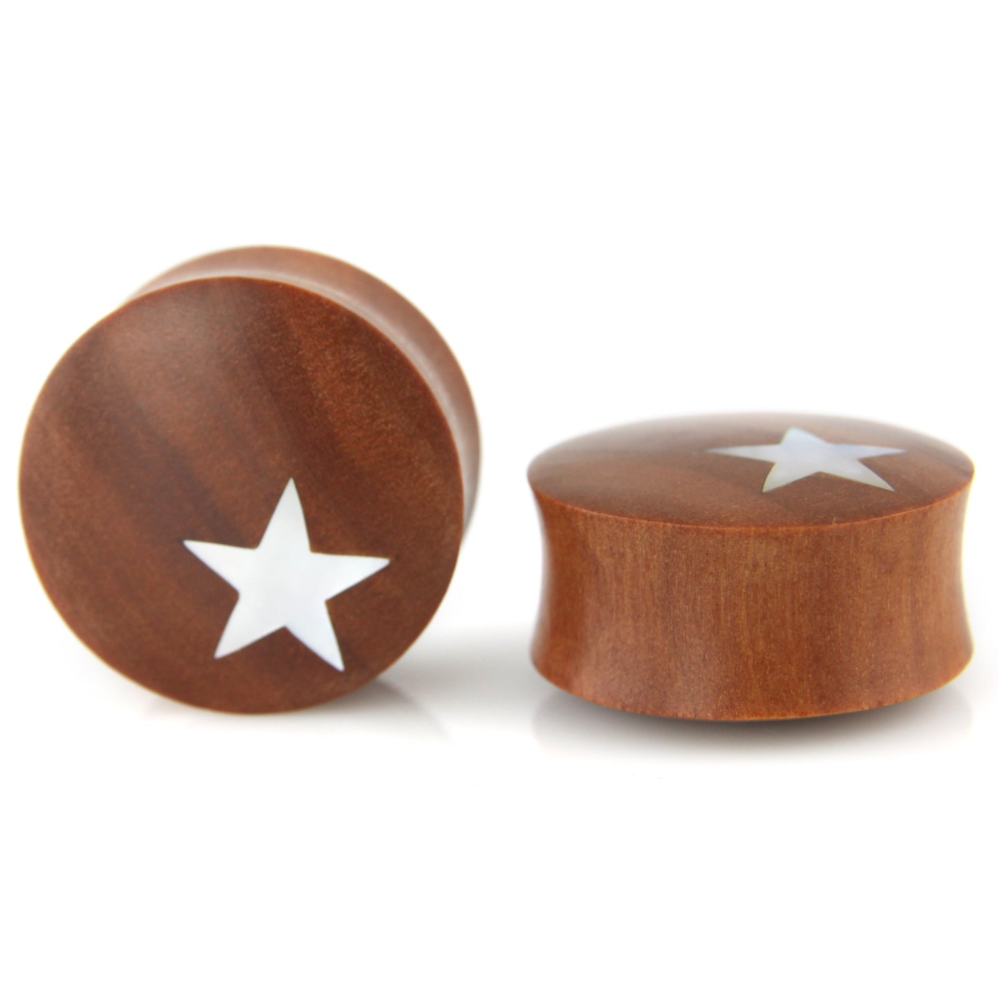 Hand Carved MOP & Wood Star Ear Plugs – image 6 – Evolatree Jewelry