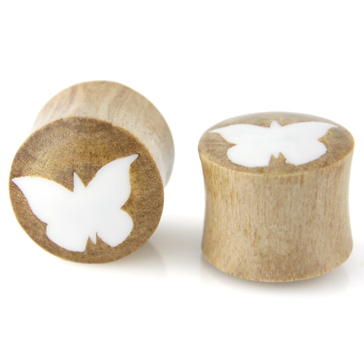 Hand Carved Resin & Wood Butterfly Ear Plugs – image 2 – Evolatree Jewelry