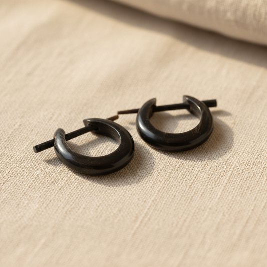 Hand Carved Horn Hoop Earrings