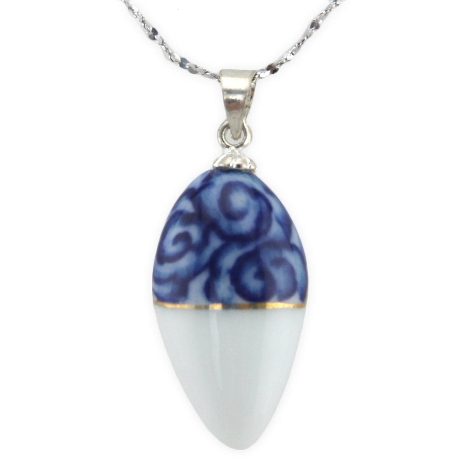 Hand Painted Ceramic - Silver Pendant Necklace – Evolatree Jewelry