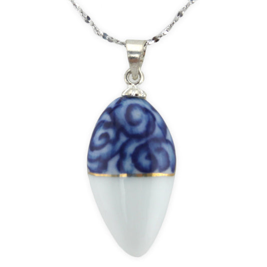 Hand Painted Ceramic - Silver Pendant Necklace – Evolatree Jewelry
