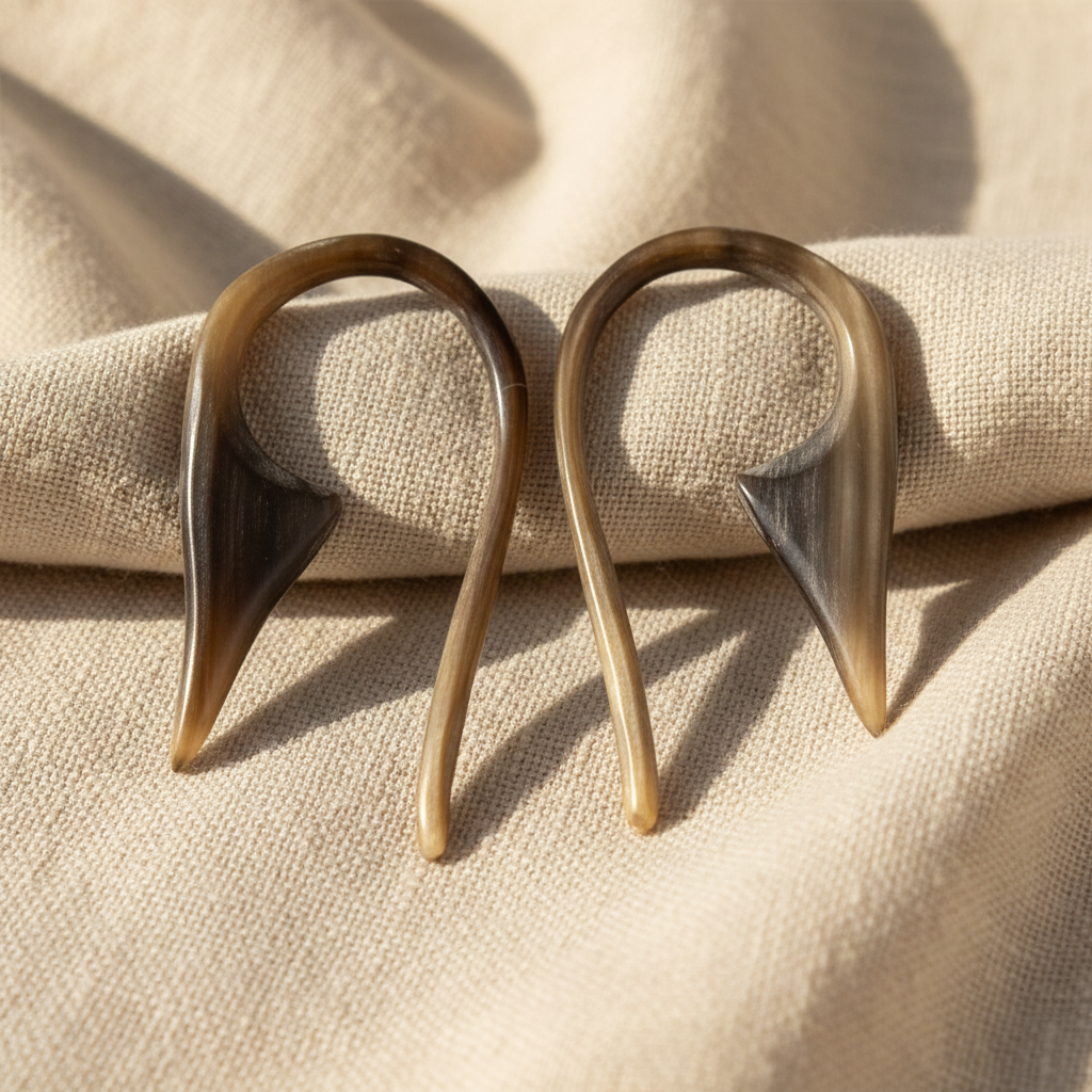 Hand Carved Horn Devil's Tail Ear Gauges - 1.5mm / 14g