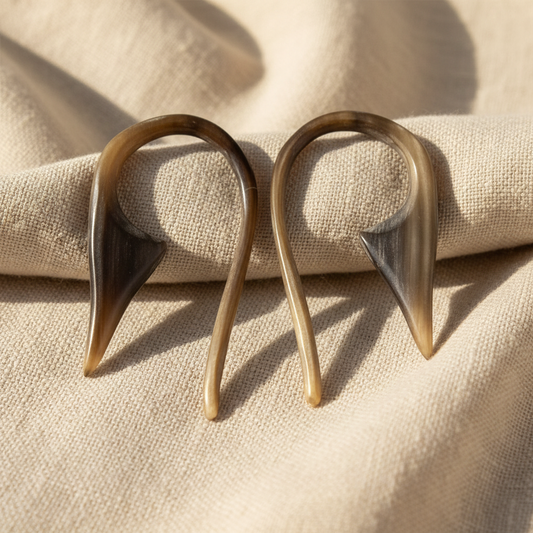 Hand Carved Horn Devil's Tail Ear Gauges - 1.5mm / 14g