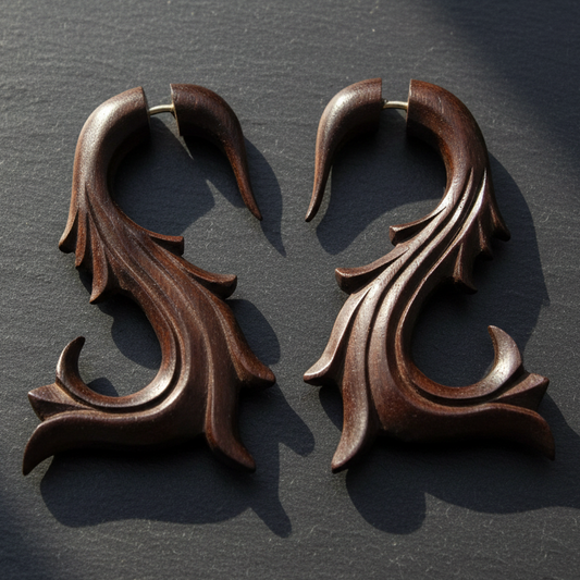 French Vine Fake Gauge Earrings - Non-Piercing Cheater Plugs