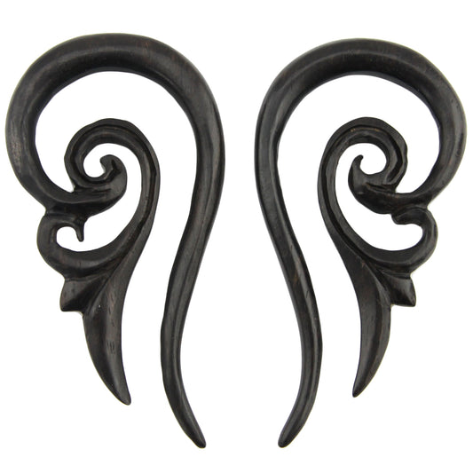 Hand Carved Areng Wood Spiral Fern Ear Gauges - 5mm / 4g – Evolatree Jewelry