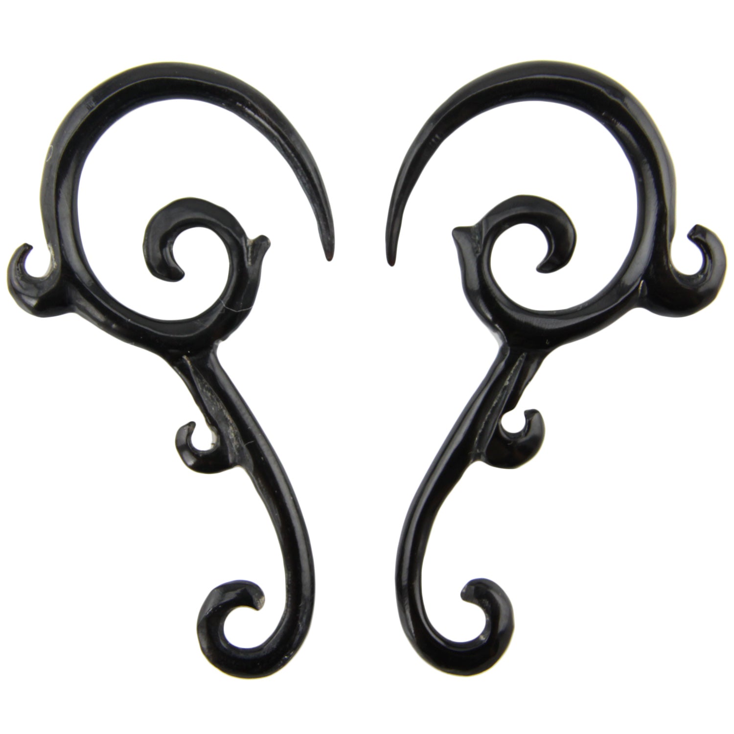 Hand Carved Horn Spiral Loop Filigree Ear Gauges - 3mm / 8g – Evolatree Jewelry