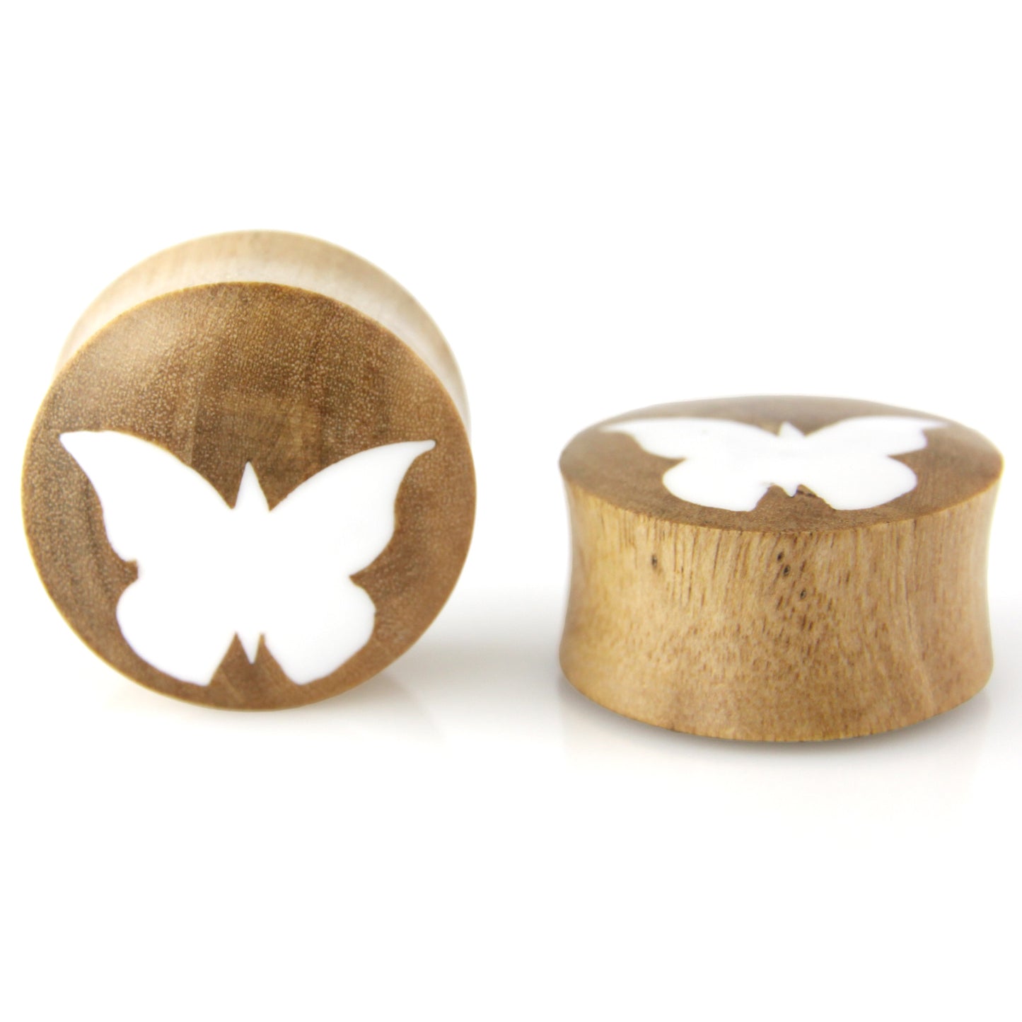 Hand Carved Resin & Wood Butterfly Ear Plugs – image 6 – Evolatree Jewelry