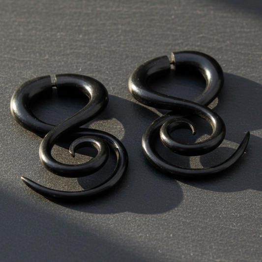 3D Loop Swirl Fake Gauge Earrings - Non-Piercing Cheater Plugs