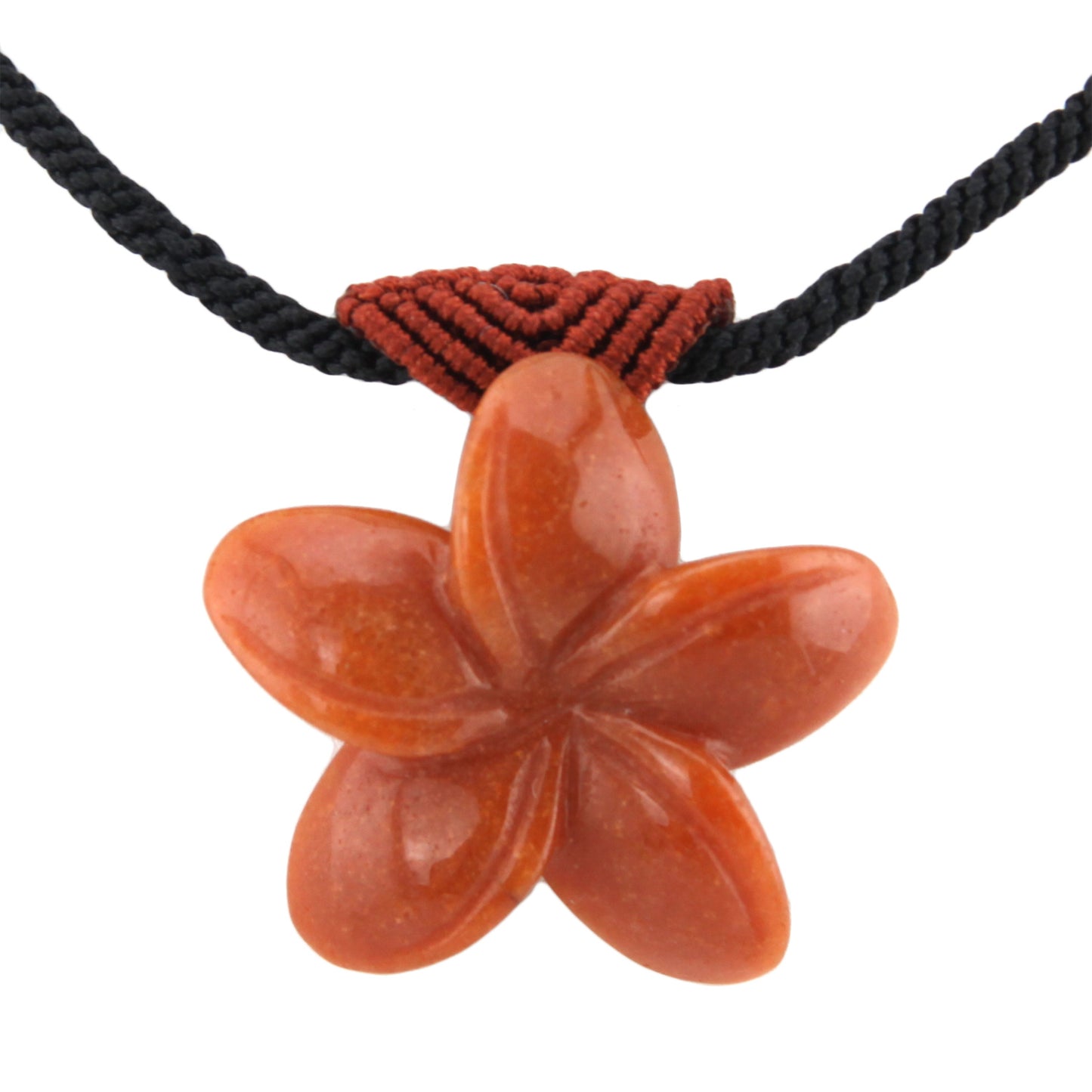 Carved Natural Stone Flower Pendant - Black Woven Necklace – Evolatree Jewelry