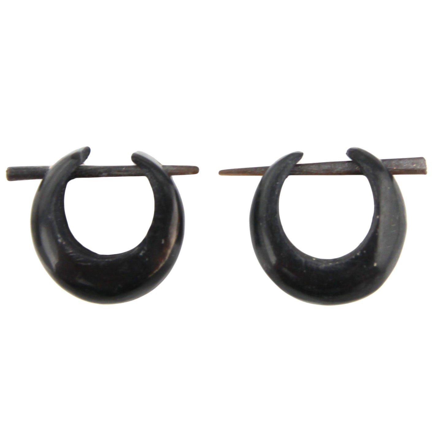 Hand Carved Horn Small Black Brown Hoop with Pin Hoop Earrings – Evolatree Jewelry