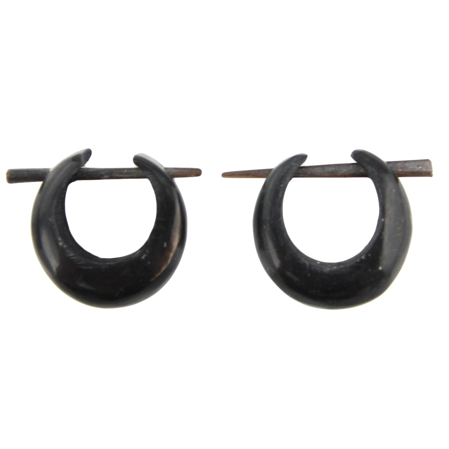 Hand Carved Horn Small Black Brown Hoop with Pin Hoop Earrings – Evolatree Jewelry
