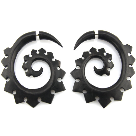 Ninja Swirl Fake Gauge Earrings - Non-Piercing Cheater Plugs – Evolatree Jewelry