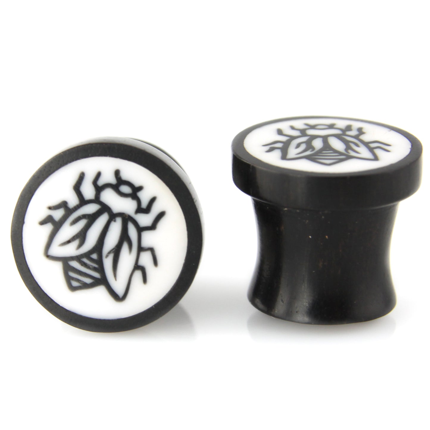 Hand Carved Resin & Wood Fly Ear Plugs – image 3 – Evolatree Jewelry