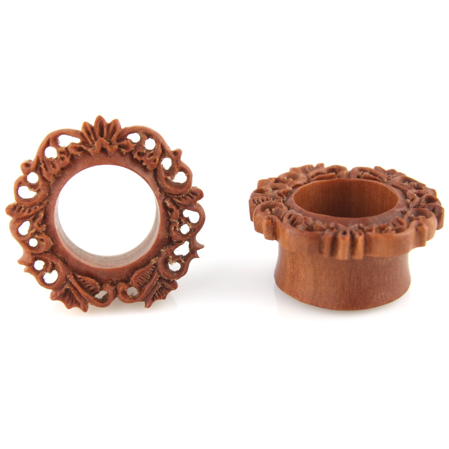 Hand Carved Filigree Garden Ear Plugs – image 4 – Evolatree Jewelry