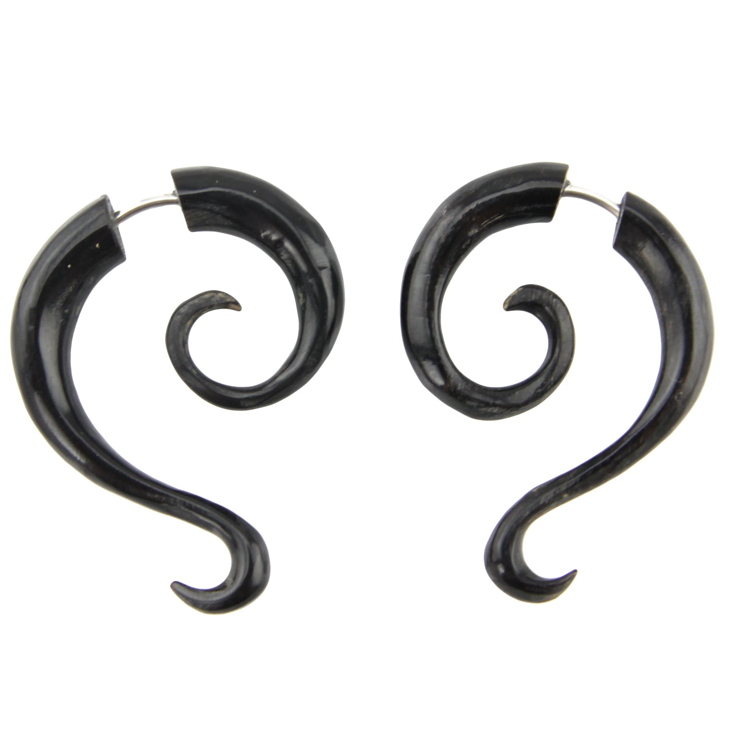 Hand Carved Horn Tribal Spiral Flare Hook Earrings - Steel Posts – Evolatree Jewelry