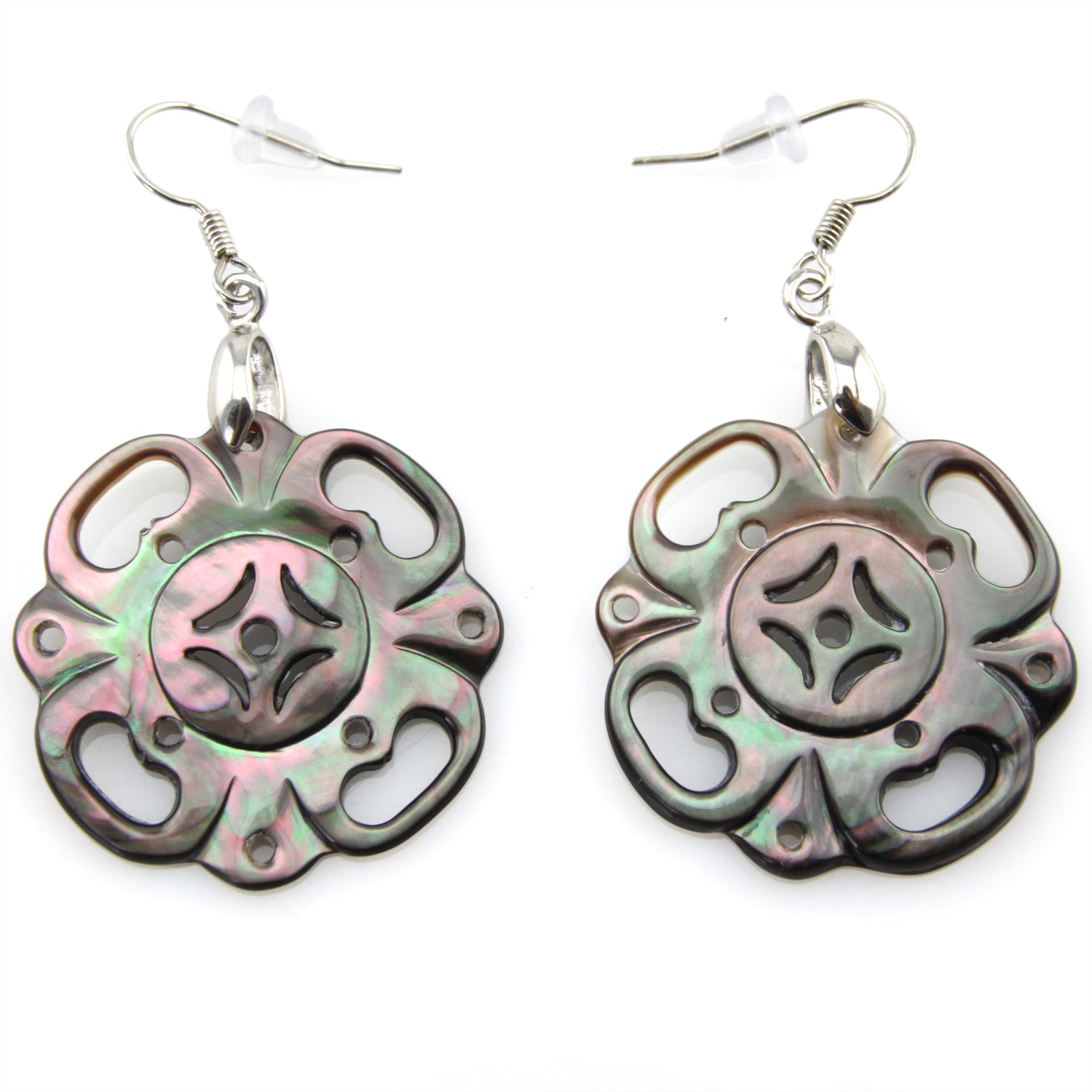 Floral Carved Mother of Pearl Shell Hook Earrings – Evolatree Jewelry