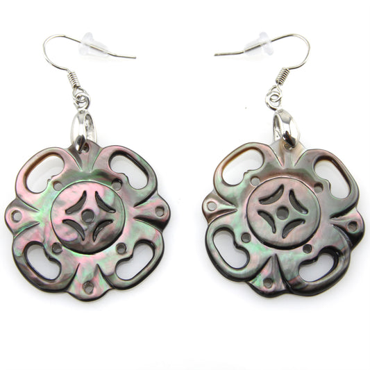 Floral Carved Mother of Pearl Shell Hook Earrings – Evolatree Jewelry