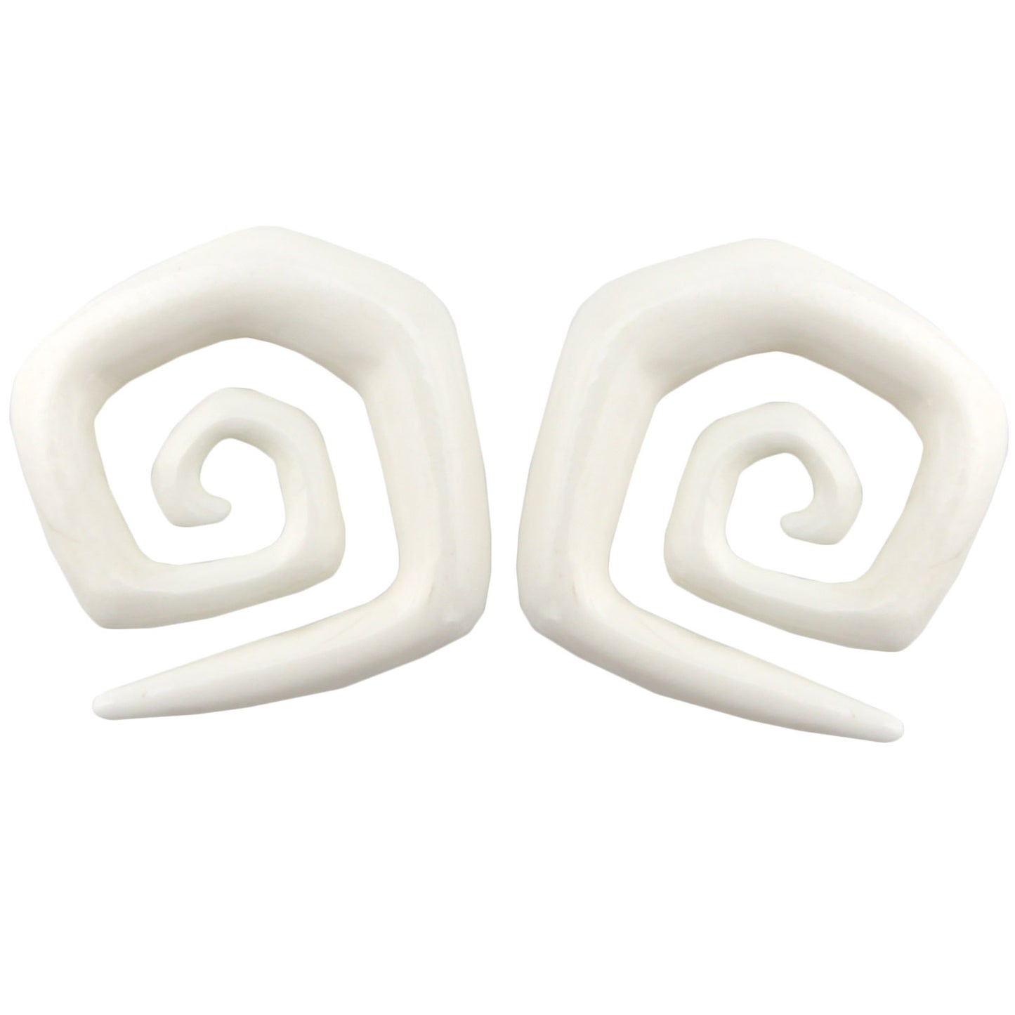 Hand Carved Bone Spiral Square Ear Plugs – image 3 – Evolatree Jewelry