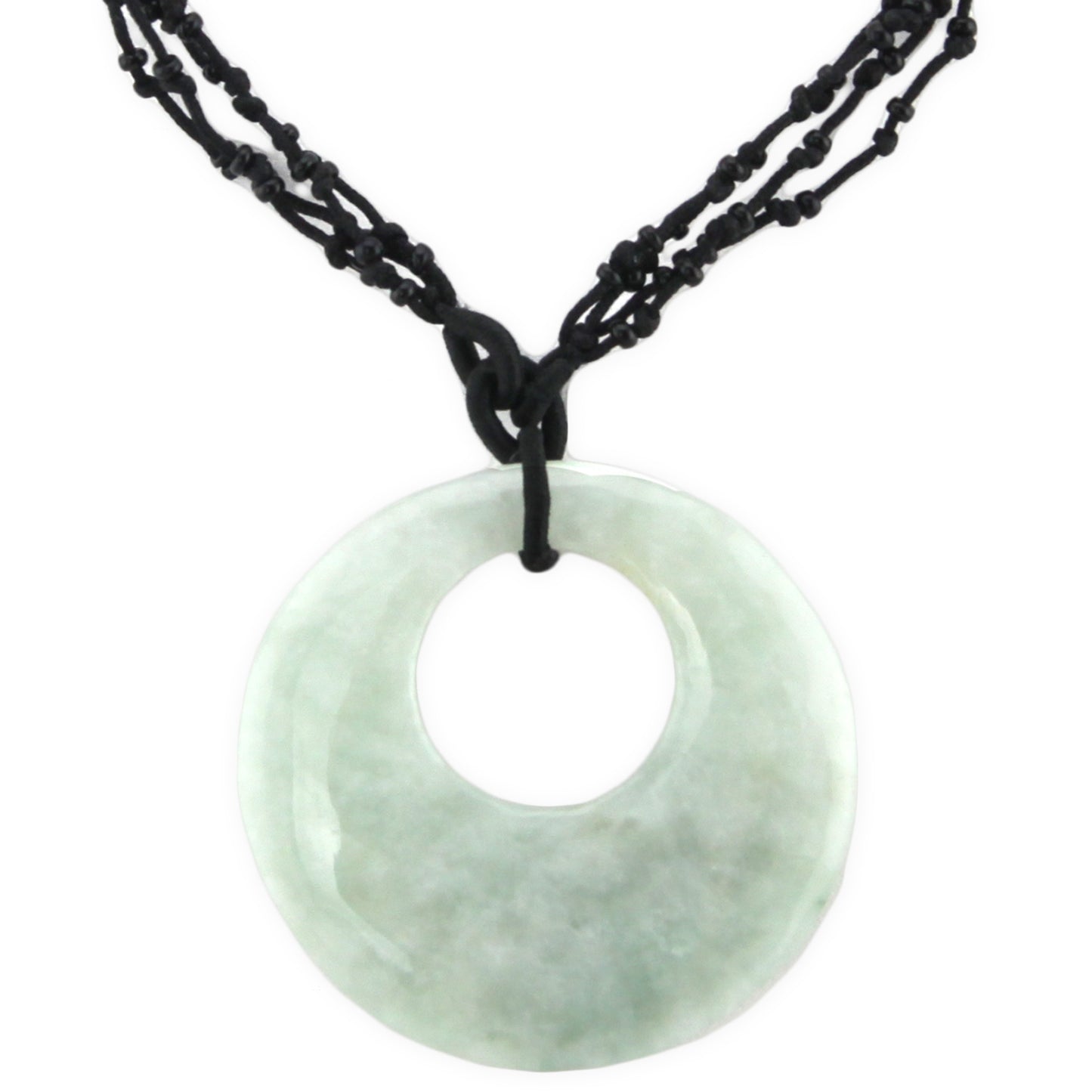 Crescent Moon Stone Pendant - Black Beaded Woven Necklace – Evolatree Jewelry