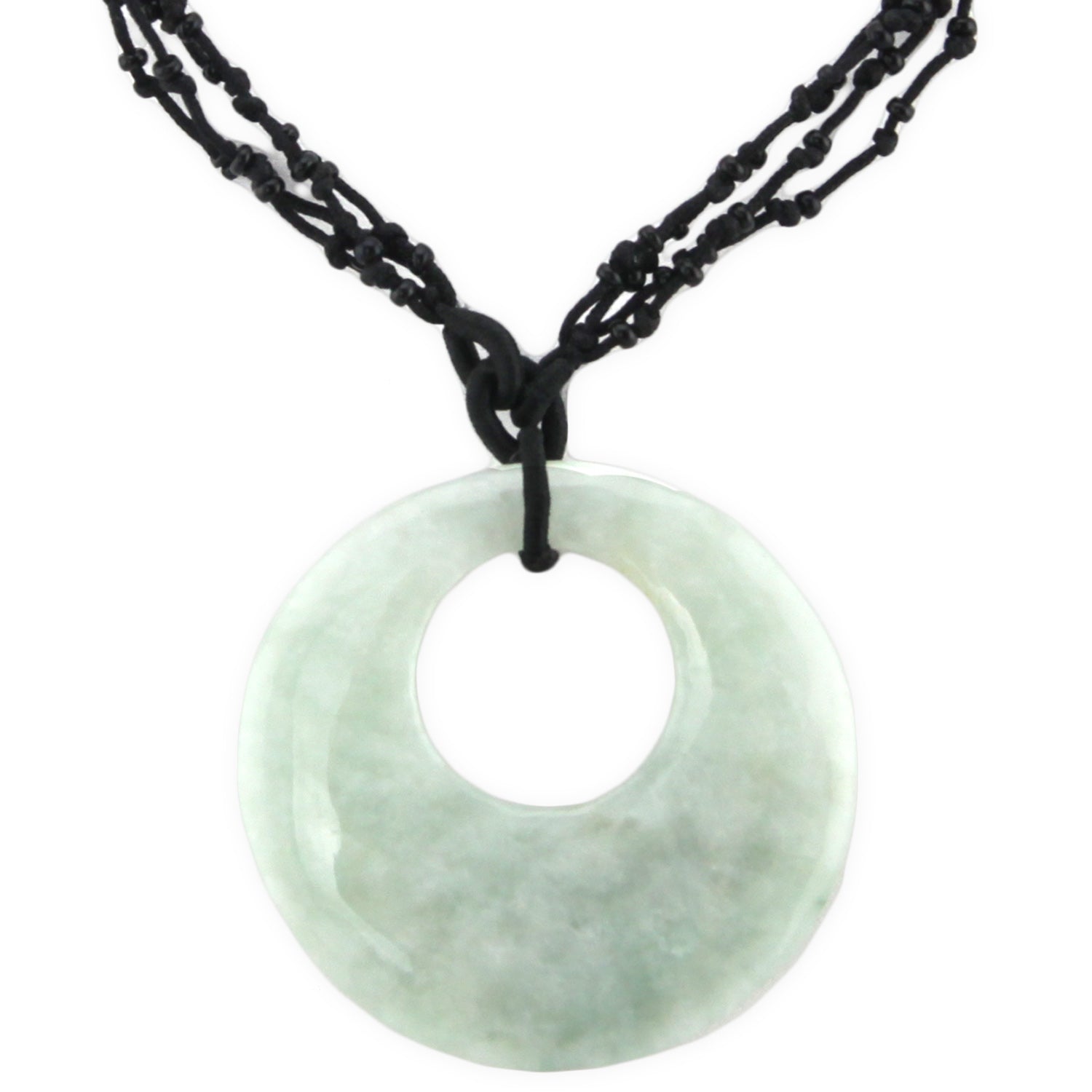 Crescent Moon Stone Pendant - Black Beaded Woven Necklace – Evolatree Jewelry