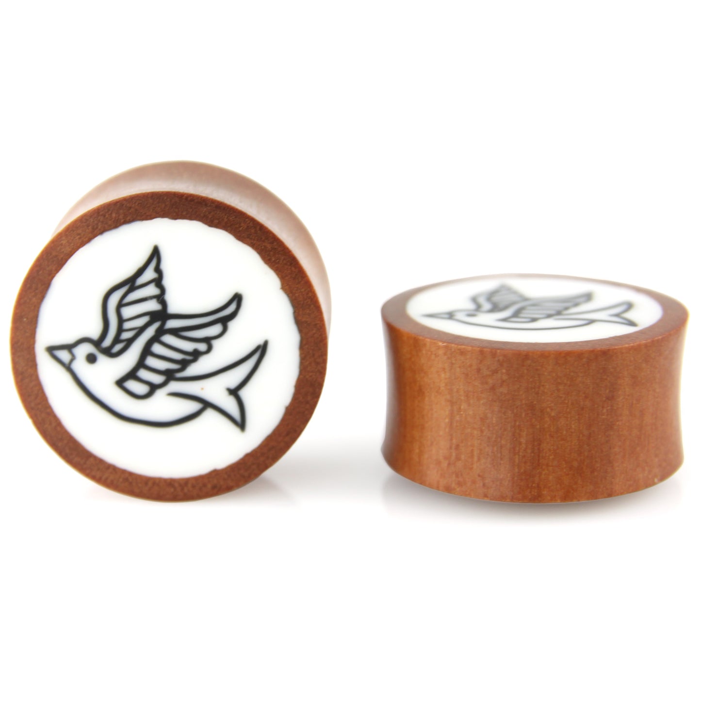 Hand Carved Resin & Wood Sparrow Ear Plugs – image 5 – Evolatree Jewelry