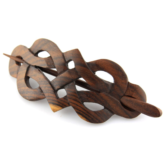 Evolatree Natural Hair Barrettes - Handmade Wood Barrette Hair Pin - Unique Wooden Hair Styling Accessories - 4" (Celtic Princess)