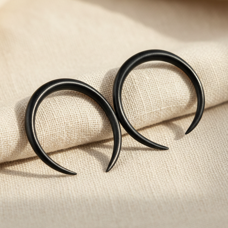 Hand Carved Horn Bull Ring Ear Gauges - 2mm / 12g