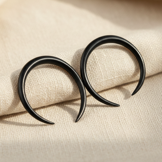 Hand Carved Horn Bull Ring Ear Gauges - 2mm / 12g