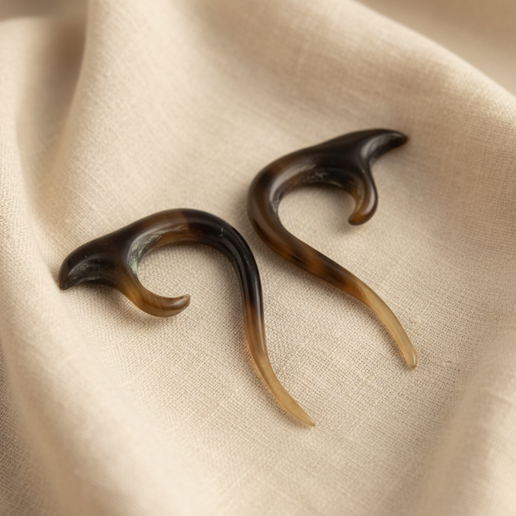 Hand Carved Horn Dolphin Ear Gauges - 3mm / 8g