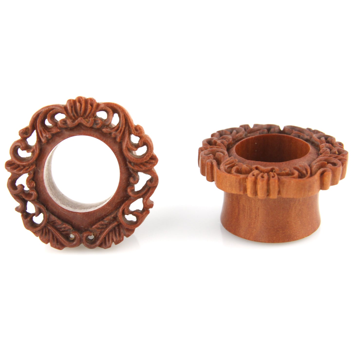 Hand Carved Filigree Garden Ear Plugs – image 2 – Evolatree Jewelry