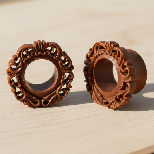 Hand Carved Filigree Garden Ear Plugs